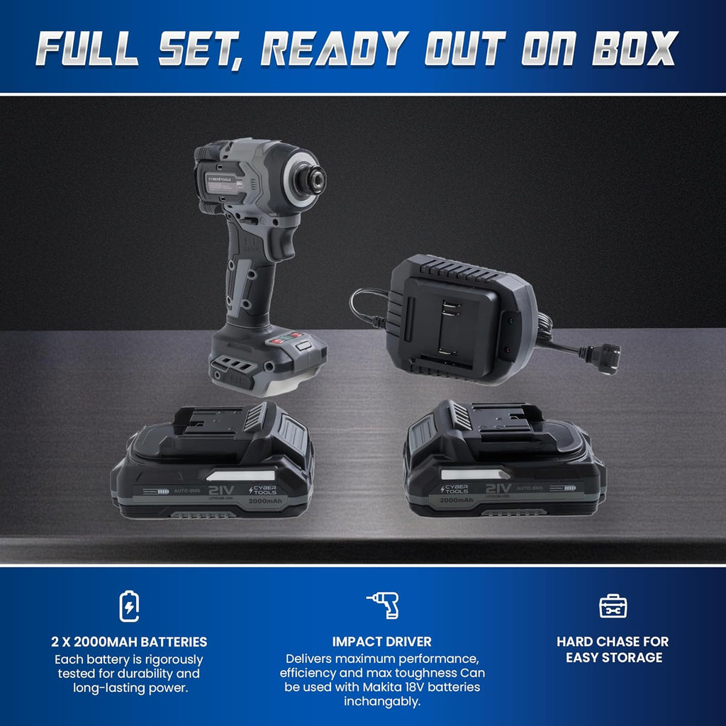 21 Brushles Cordles Driver Compac an Ligh Weight 230N Ma Torque 400 IPM 320 RP wit LE Light Batterie 2000mAh Charger an Cas Included