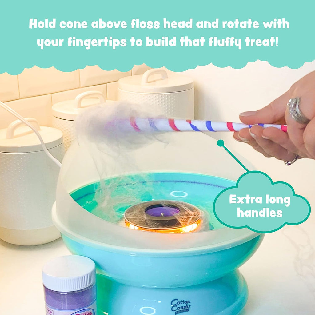 Cotton Candy Express BB1000-S Cotton Candy Machine, with 5-11oz. Jars of Cherry, Grape, Blue Raspberry, Orange, Pink Vanilla Floss Sugar 50 Paper Cones Easy to Use and Clean