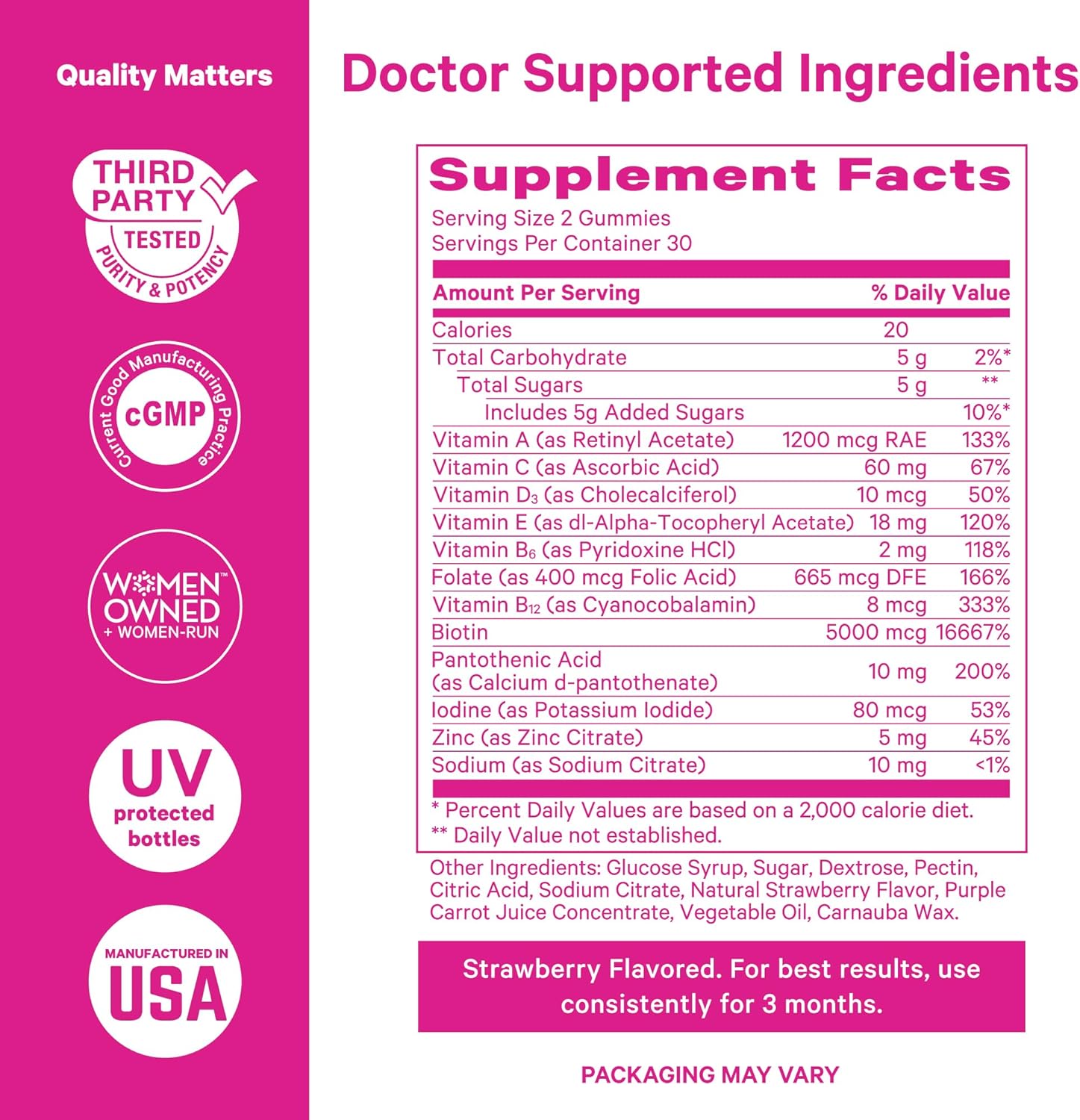 Pin Stor Tota Glo Gummie fo Wome Hair Ski Nail Vitami wit Biotin Vitami A B6 B12 Folate Zin Mor Suppor fo Radian Skin Stron Nails an Health Hai 6 Berr Gummies