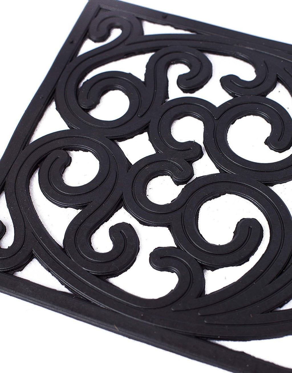 BIRDROCK HOME 10inch x 30inch Rubber Stair Mat with Scroll Design | 4 Pack | Tread Mat | Keeps Your Floors Clean | Outdoor Doormat | Decorative Design