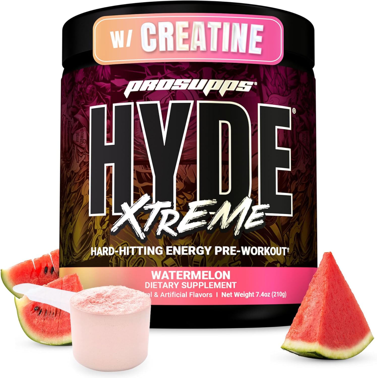 PROSUPPS Mr. Hyde Xtreme Pre Workout Powder with Creatine, Beta Alanine Caffeine ¨C Extreme Energy, Pumps, Focus Performance - Fitness Gym Supplements for Men Women (Watermelon, 30 Servings)
