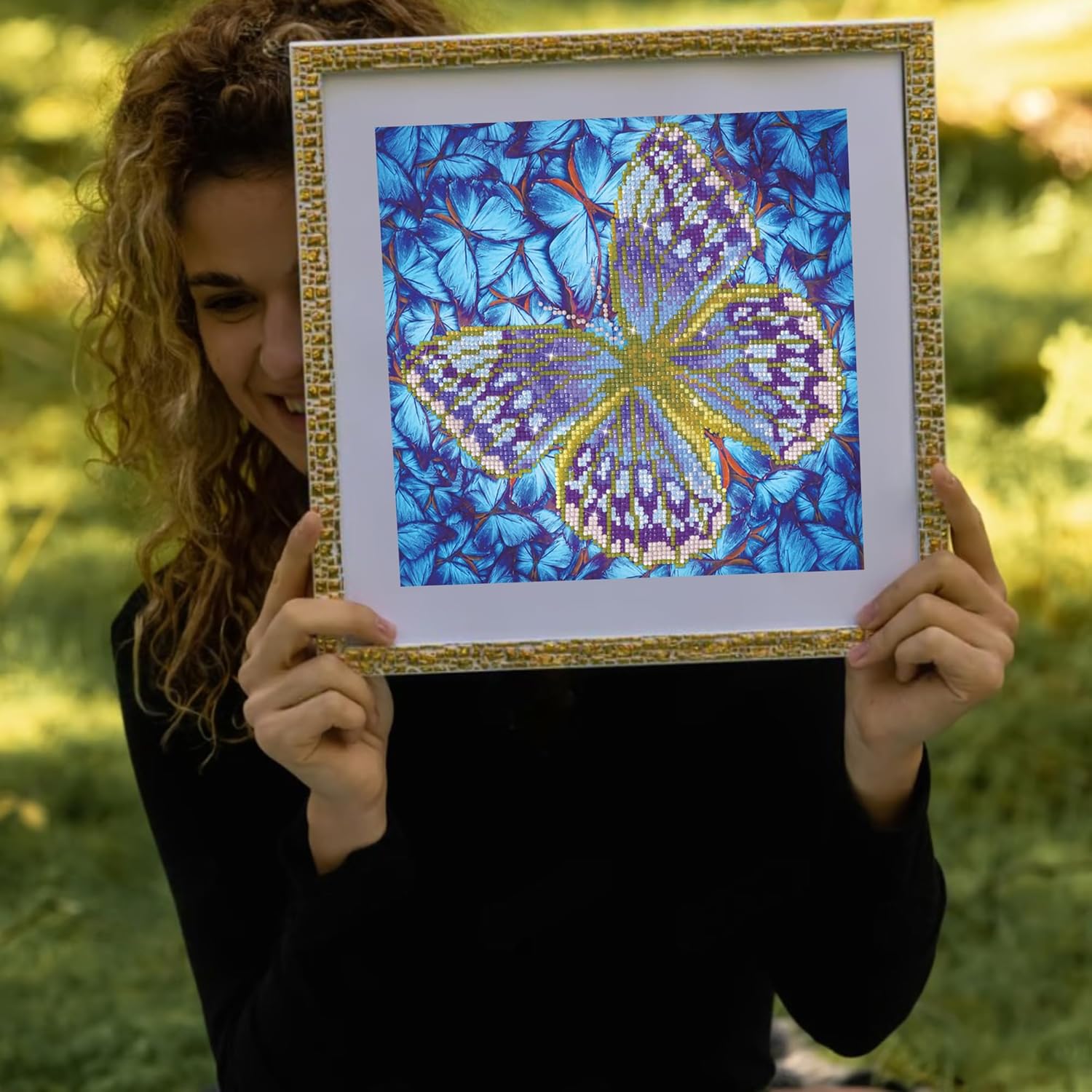 Diamon Dot Flutterb Silve Butterflie Diamon Paintin Kit fo Adult Diamon Ar Kit Relaxin Creativ Craf Ki wit Dot Gem 12inchx12inch
