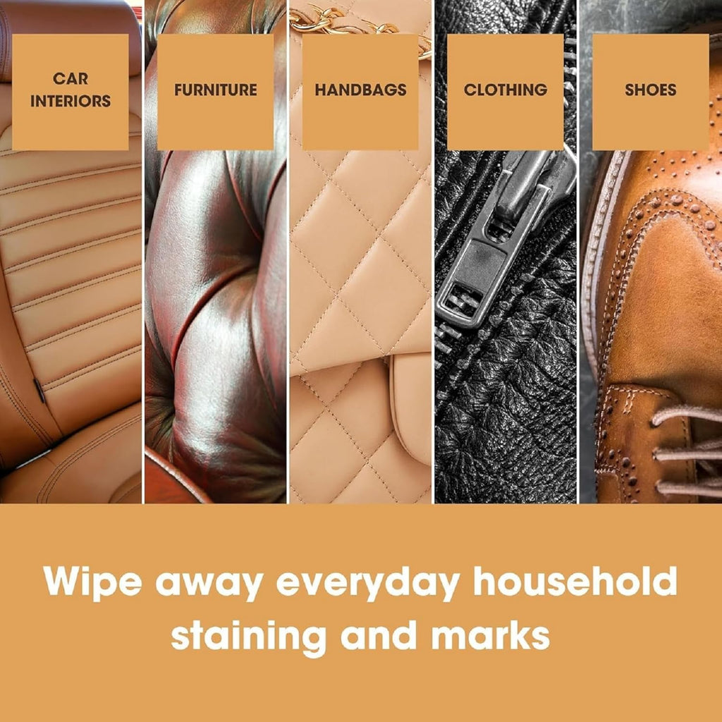 Furniture Clinic Leather Cleaning Wipes | 80 Count | Clean Restore Leather Vinyl Furniture, Handbags, Jackets, Car Seats, Interiors More | Residue Streak-Free | for Everyday Use