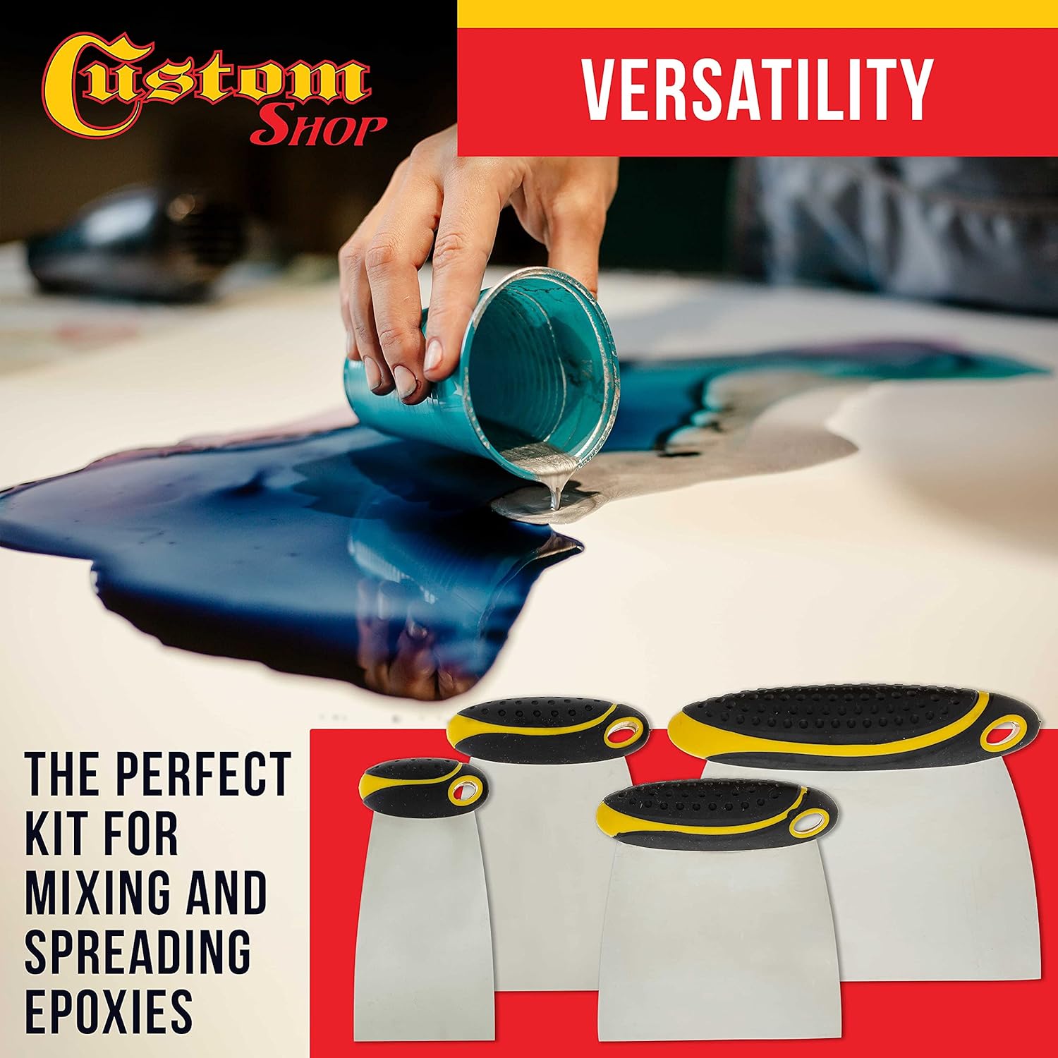 Custo Sho 4-Piec Carbo Sprin Stee Bod Fille Spreader Putt Scrape Se wit Ergonomi Handle 2¡± 3¡± 4¡± 6¡±