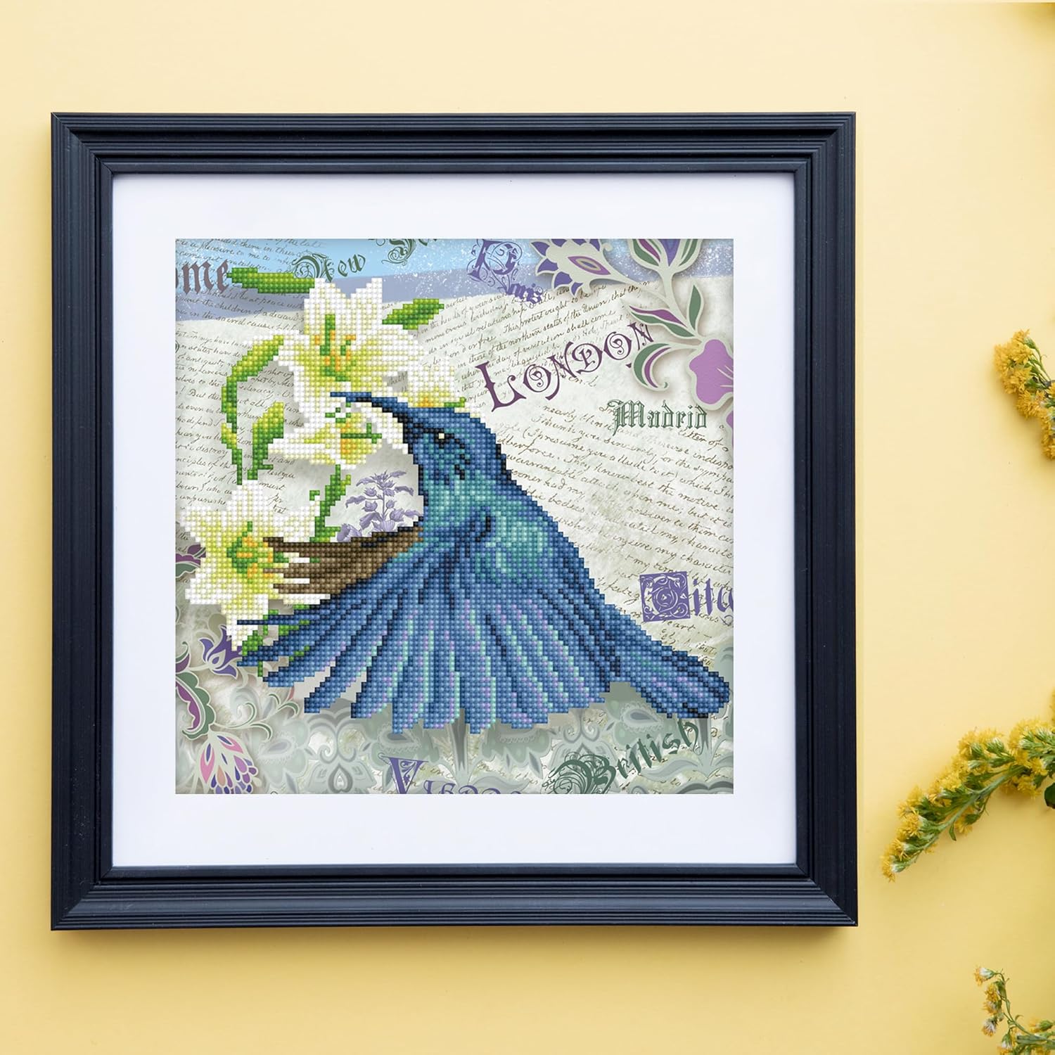 DIAMON DOT Hummingbir Travel Bir Diamon Paintin Kit fo Adult Diamon Ar Kit Relaxin Creativ Craf Ki wit Dot Gem 12inchx12inch