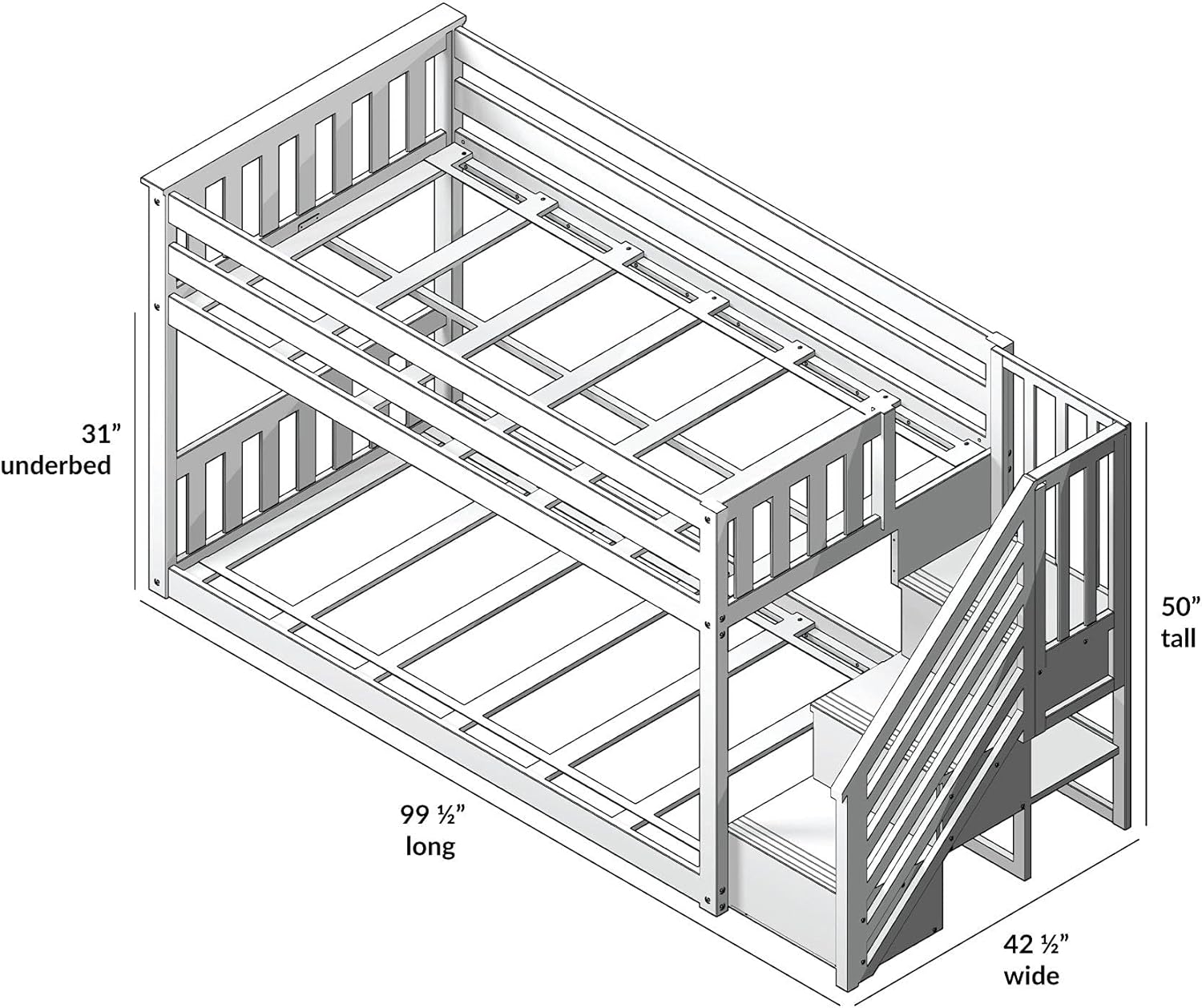Lo Bun wit Stair an Singl Guar Rail White