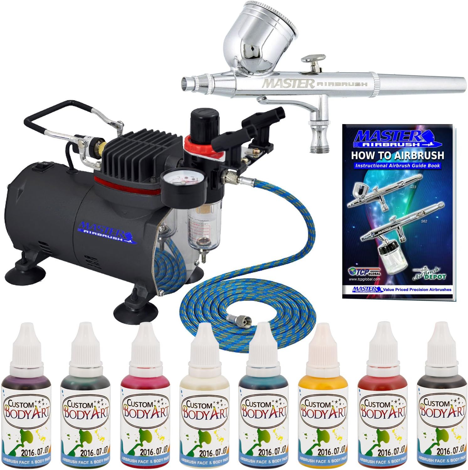 Professiona Fac Bod Ar Airbrus Ki wit G2 Airbrush Maste Compresso TC-20 Ai Hos Custo Bod Ar Colors