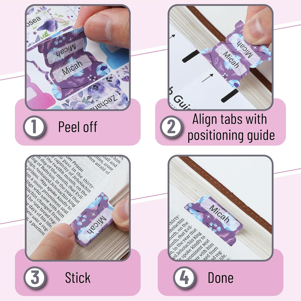 Bible Tabs, 120 pcs, Lavender Breeze, Laminated Bible Tabs for Women