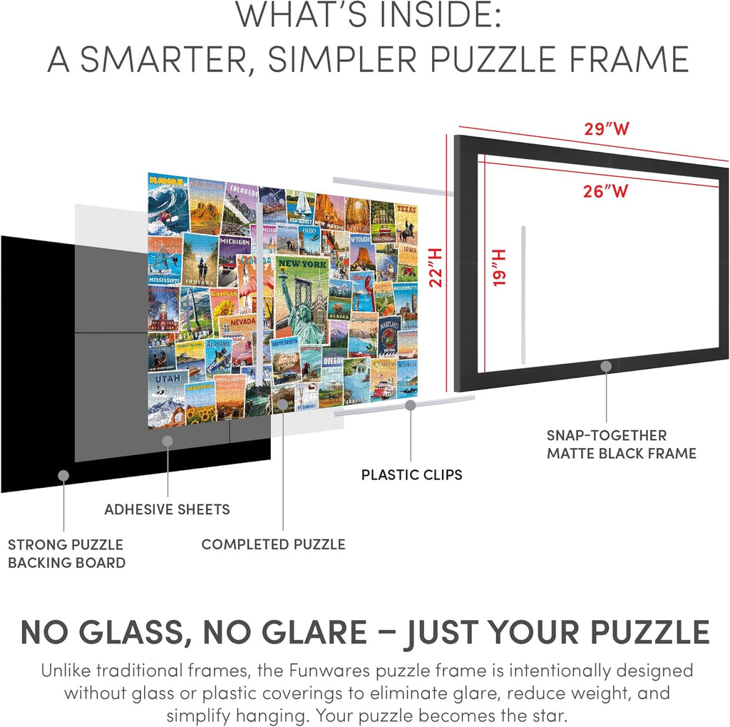 Funware 20x2 Puzzl Fram N Glas o Plasti Cove Eas Clic Assembly Lightweigh Glare-Fre Displa fo 100 Piec Puzzle Han Vertica o Horizontal Include Puzzl Glu Sheets!