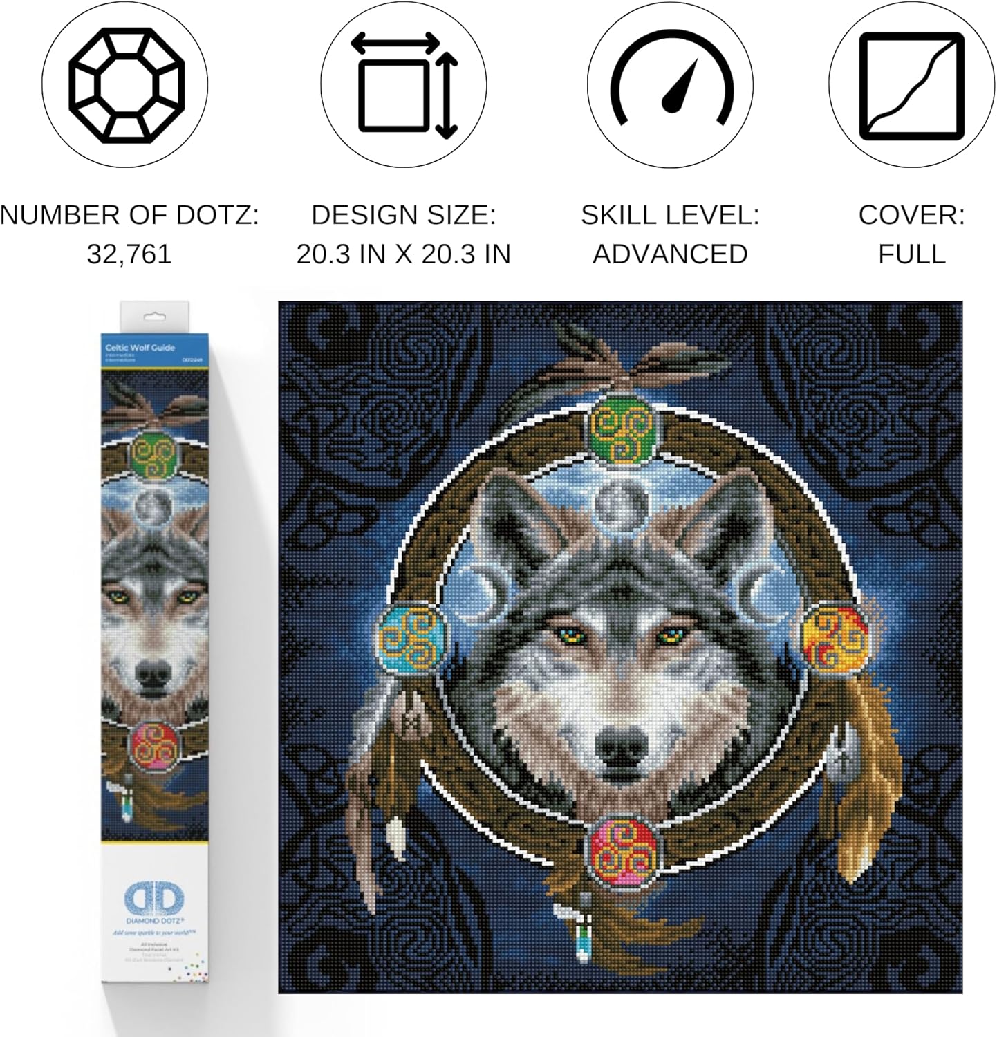 DIAMON DOT Celti Wol Guid Diamon Paintin Kit fo Adult Diamon Ar Kit Relaxin Creativ Craf Ki wit Dot Gem 20.3x20.3