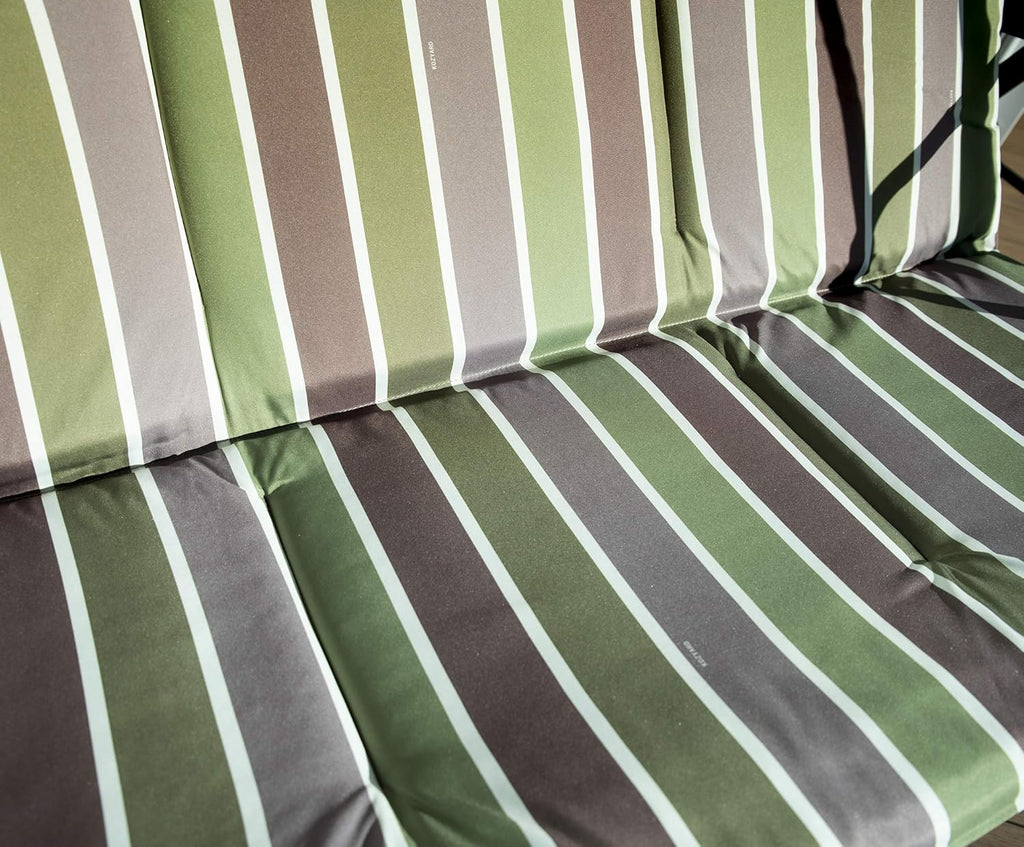 Kozyard Alicia Patio Swing Chair - Comfortable 3 Cushion Seats with Strong Steel Frame, Adjustable Canopy and Removable Cushion Ideal Glider Swing for Outdoors, Garden, Poolside, Balcony (Lime Stripe)