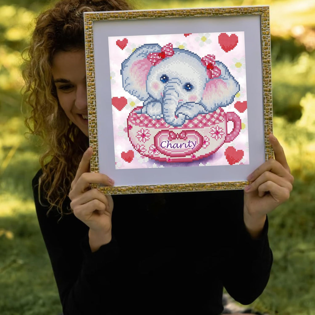 DIAMON DOT Charit Elephan Diamon Paintin Kit fo Adult Diamon Ar Kit Relaxin Creativ Craf Ki wit Dot Gem 12inchx12inch