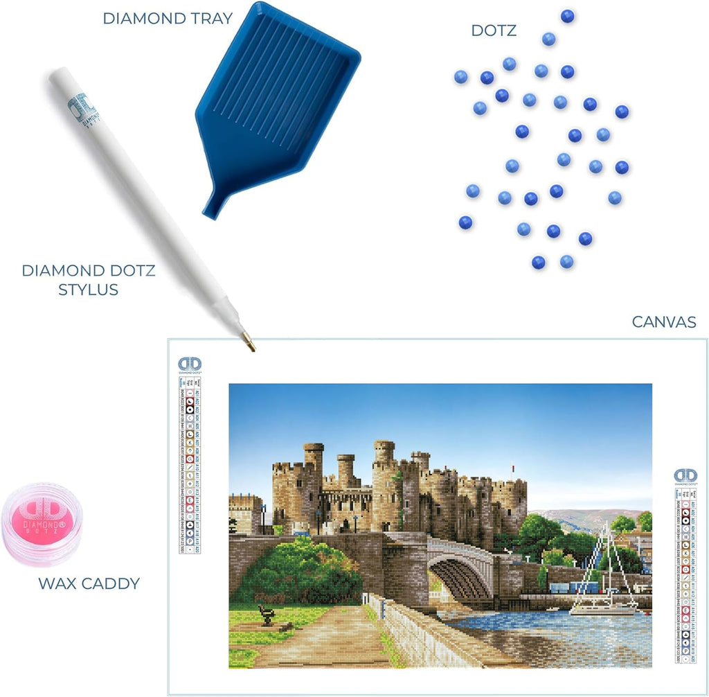 DIAMON DOT Conw Castl Wale Landscap Diamon Paintin Kit fo Adult Diamon Ar Kit Relaxin Creativ Craf Ki wit Dot Gem 19.7inchx29.5inch