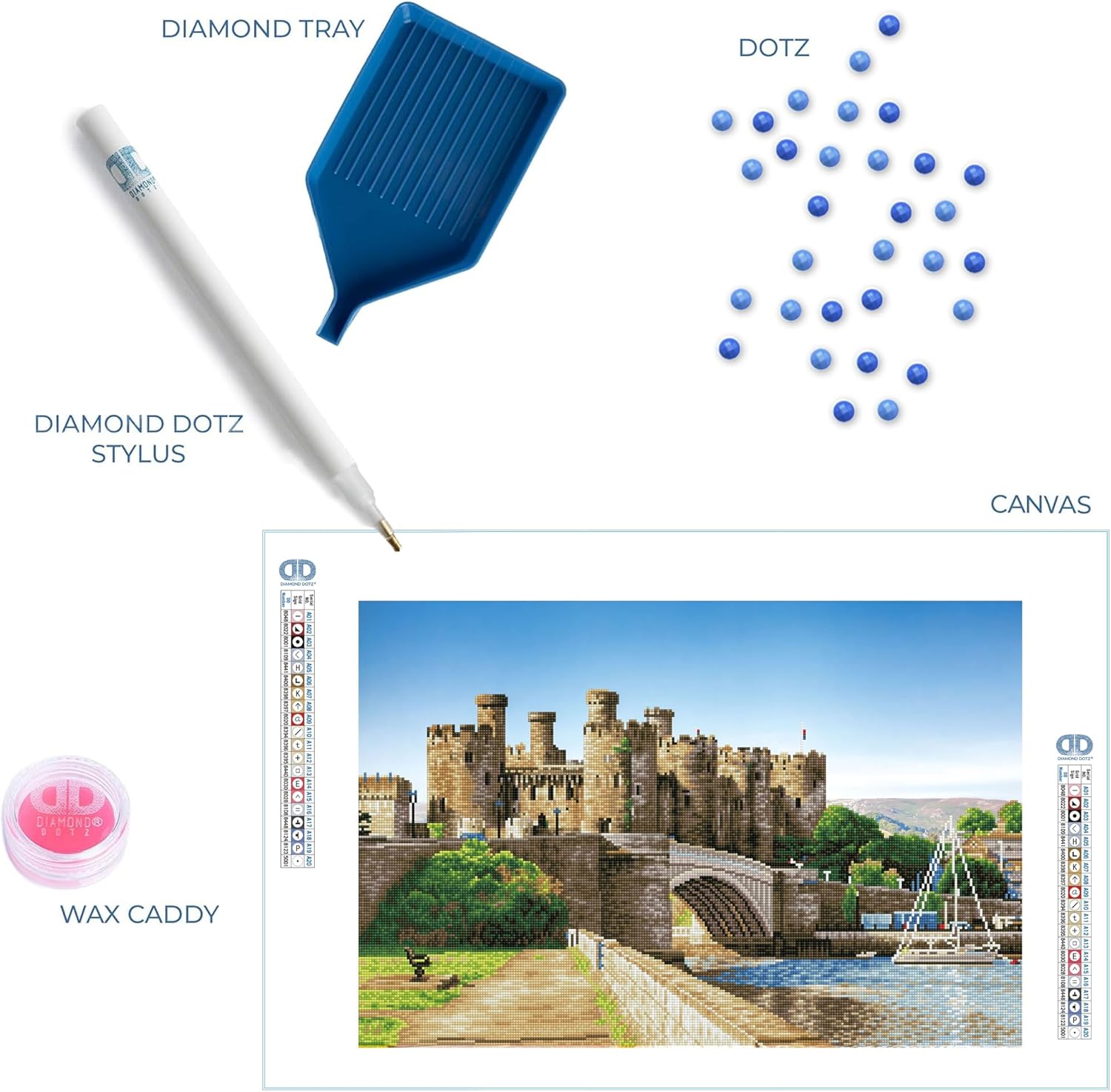 DIAMON DOT Conw Castl Wale Landscap Diamon Paintin Kit fo Adult Diamon Ar Kit Relaxin Creativ Craf Ki wit Dot Gem 19.7inchx29.5inch