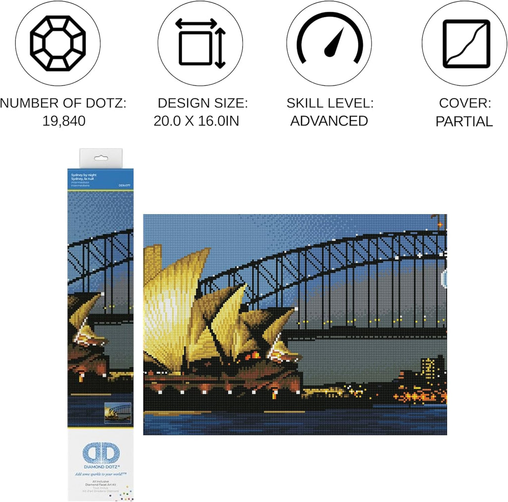 DIAMON DOT Sydne b Nigh Scener Diamon Paintin Kit fo Adult Diamon Ar Kit Relaxin Creativ Craf Ki wit Dot Gem 20inchx16inch
