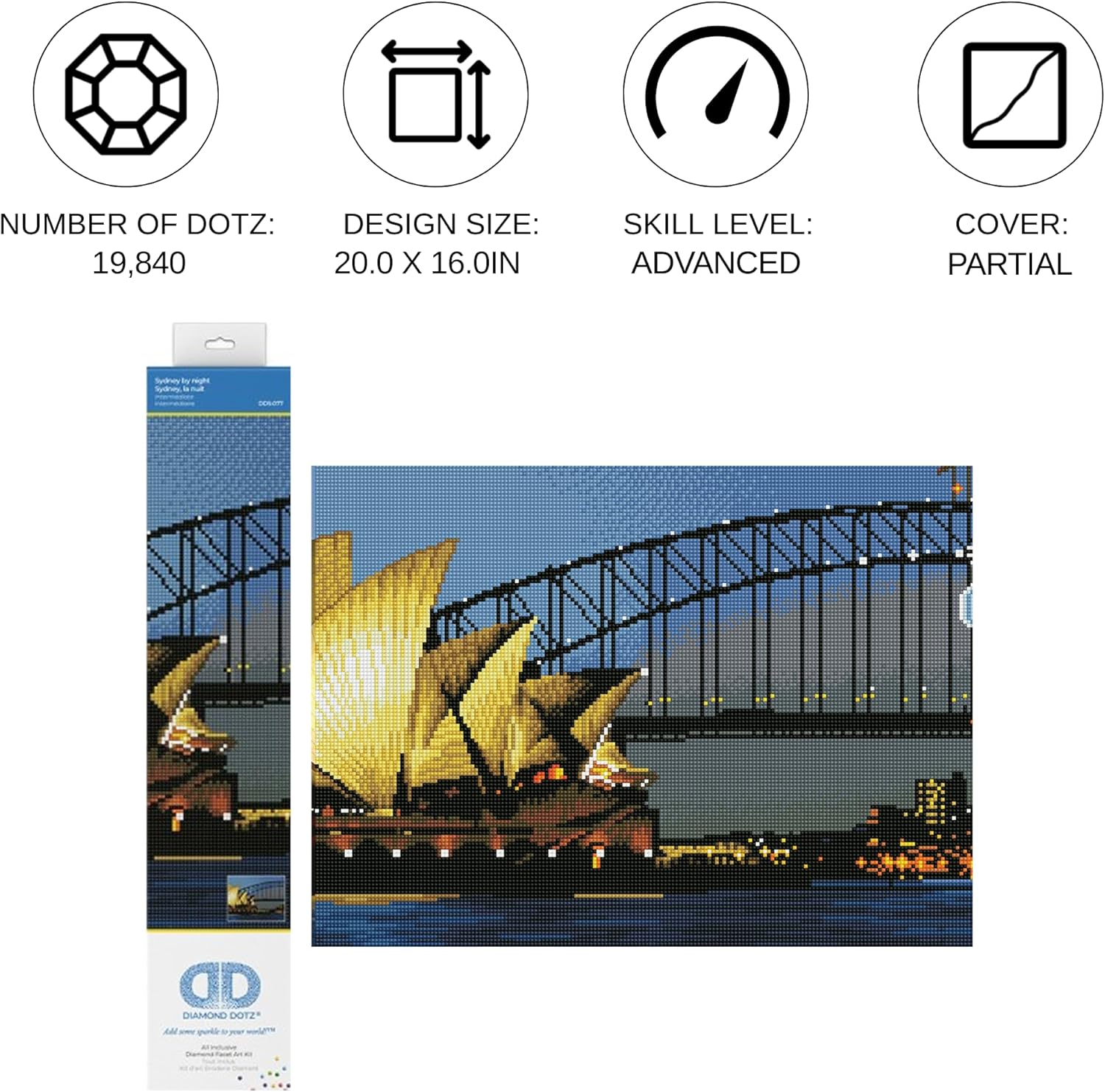 DIAMON DOT Sydne b Nigh Scener Diamon Paintin Kit fo Adult Diamon Ar Kit Relaxin Creativ Craf Ki wit Dot Gem 20inchx16inch