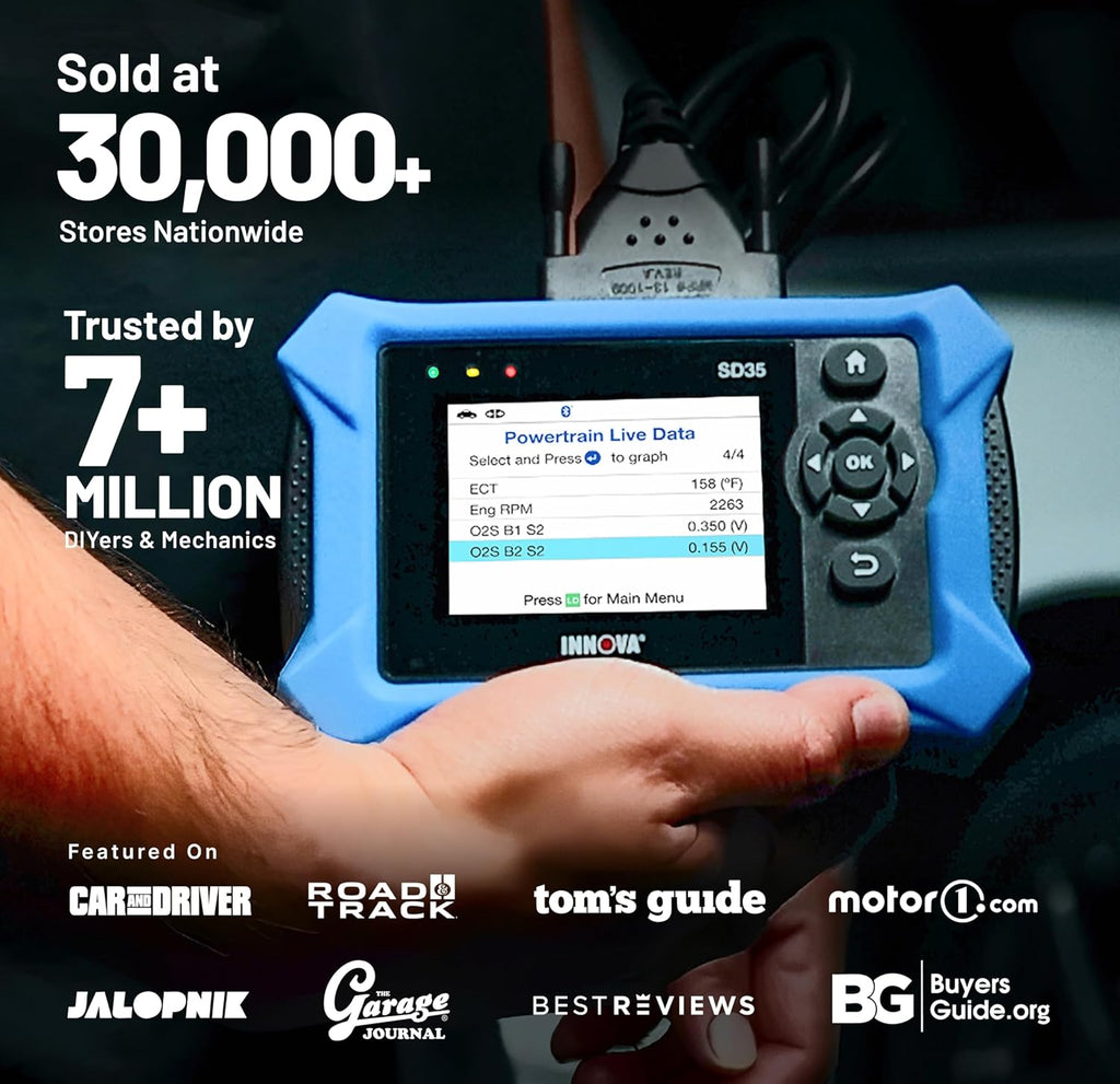 Innov SD3 OBD Scanne ABS SRS TPM Chec Engin Cod Reader Liv Data Al Syste Diagnostics Compatibl wit Mos Vehicles