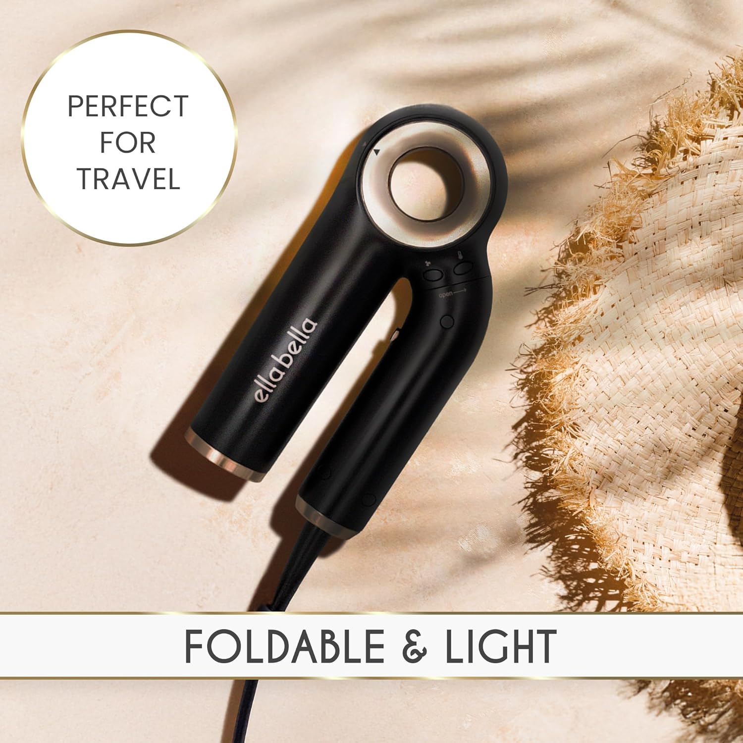 ELL BELLA Professiona Ioni Hai Drye (Foldable Negativ Io Blo Drye Perfec fo Trave Intelligen Hea Contro Rapi Dryin Speed Lightweigh Desig Lo Nois Technology
