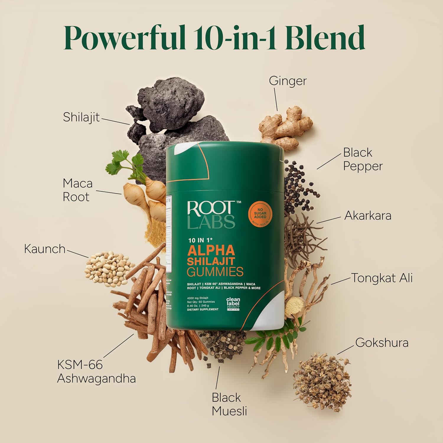 10-in-1 Alpha Shilajit Gummies | 4000 mg Pure Himalayan Shilajit, Tongkat Ali, Maca Root, 75% Fulvic Acid | ShilAbsorb Bioavailability Tech | Sugar-Free Vegan, 85+ Trace Minerals | 60 Pack