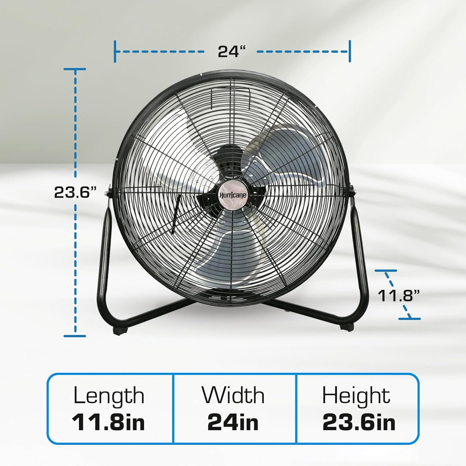 Hurricane Pro Series, 20 Inch High Velocity Heavy Duty Metal Orbital Floor Fan with 3 Adjustable Speed Settings and 360 Degree Oscillation, Black