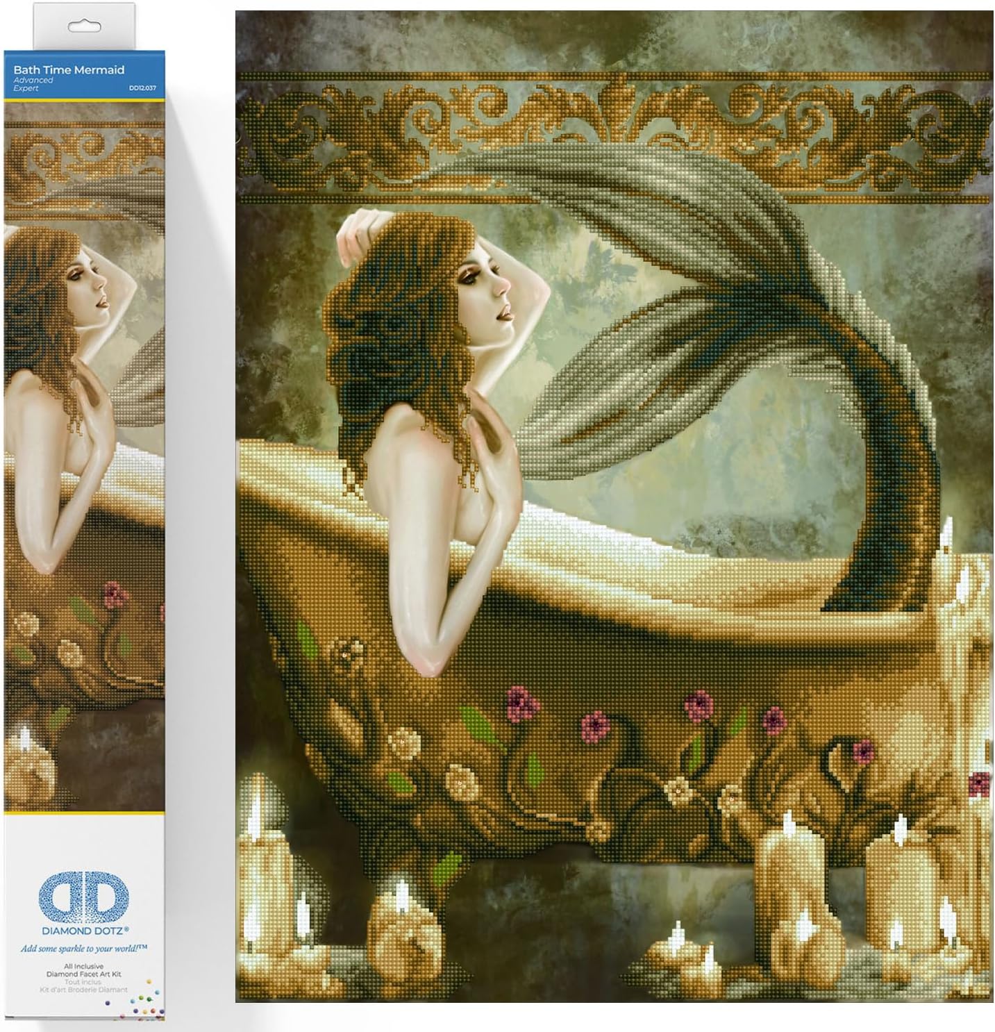 DIAMON DOT Bat tim Mermai Diamon Paintin Kit fo Adult Diamon Ar Kit Relaxin Creativ Craf Ki wit Dot Gem 26.8x20.5