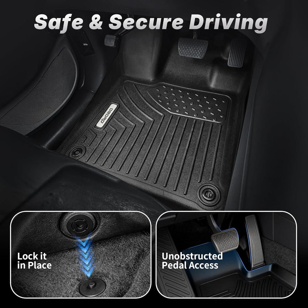 Upgraded Floor Mats Fit for 2002-2008 Dodge Ram 1500 Quad Cab, 2003-2009 Dodge Ram 2500/3500 Quad Cab, All Weather Floor Liners Unique Black TPE Front 2nd Seat