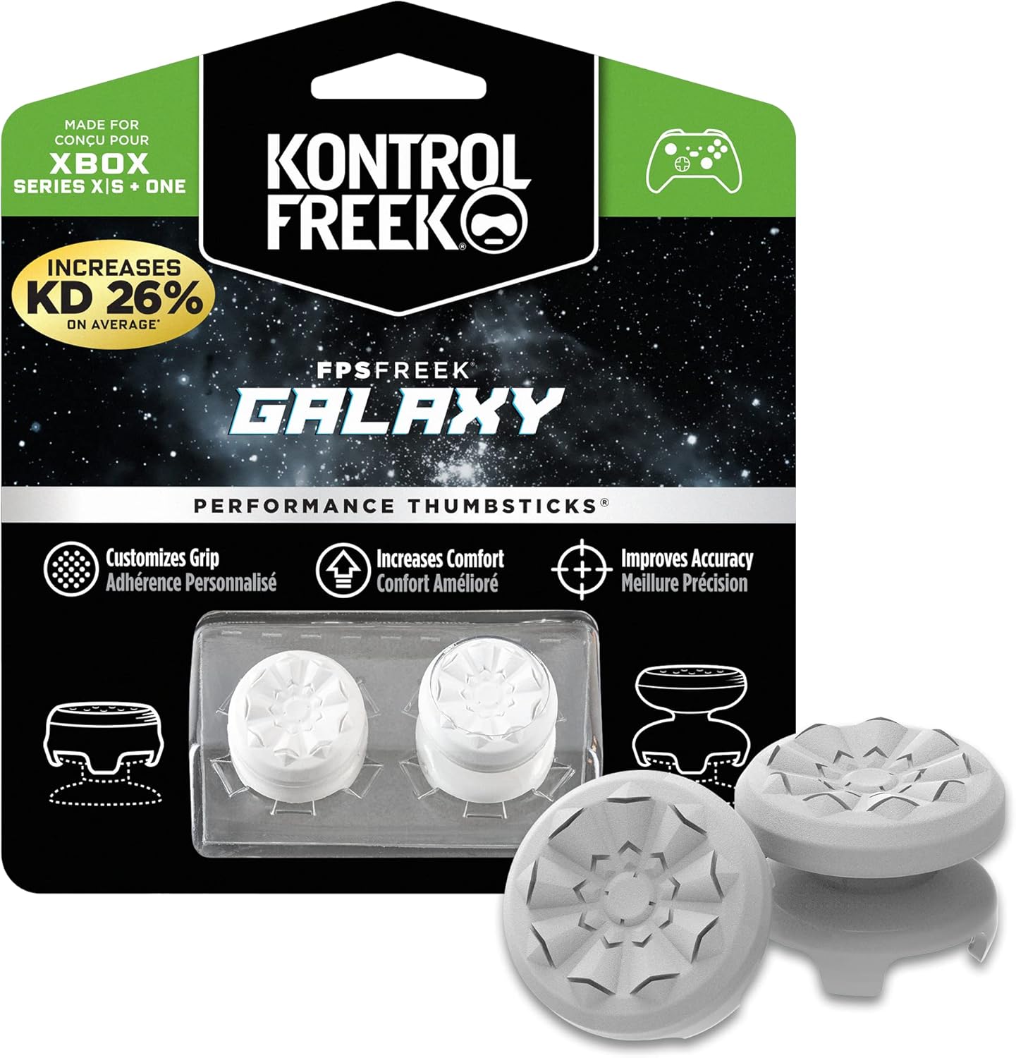 KontrolFree FP Free Galax Whit fo Xbo On an Xbo Serie Controlle Performanc Thumbstick  High-Rise Mid-Ris White