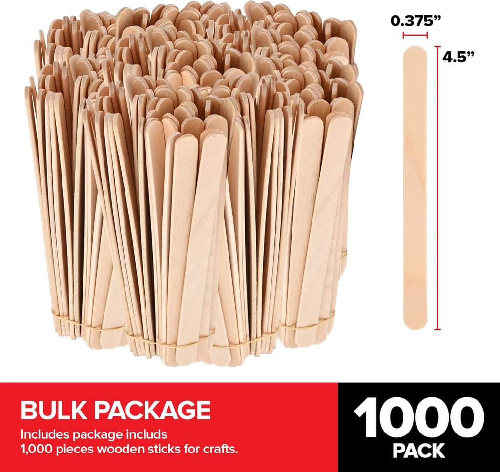 Stoc You Hom (1,00 Pcs Woode Popsicl Stick fo Craft Bul 4.5-Inch Woo Stick Tongu Depressors Food Ic Cream Epox Mixing Wa an Waxing