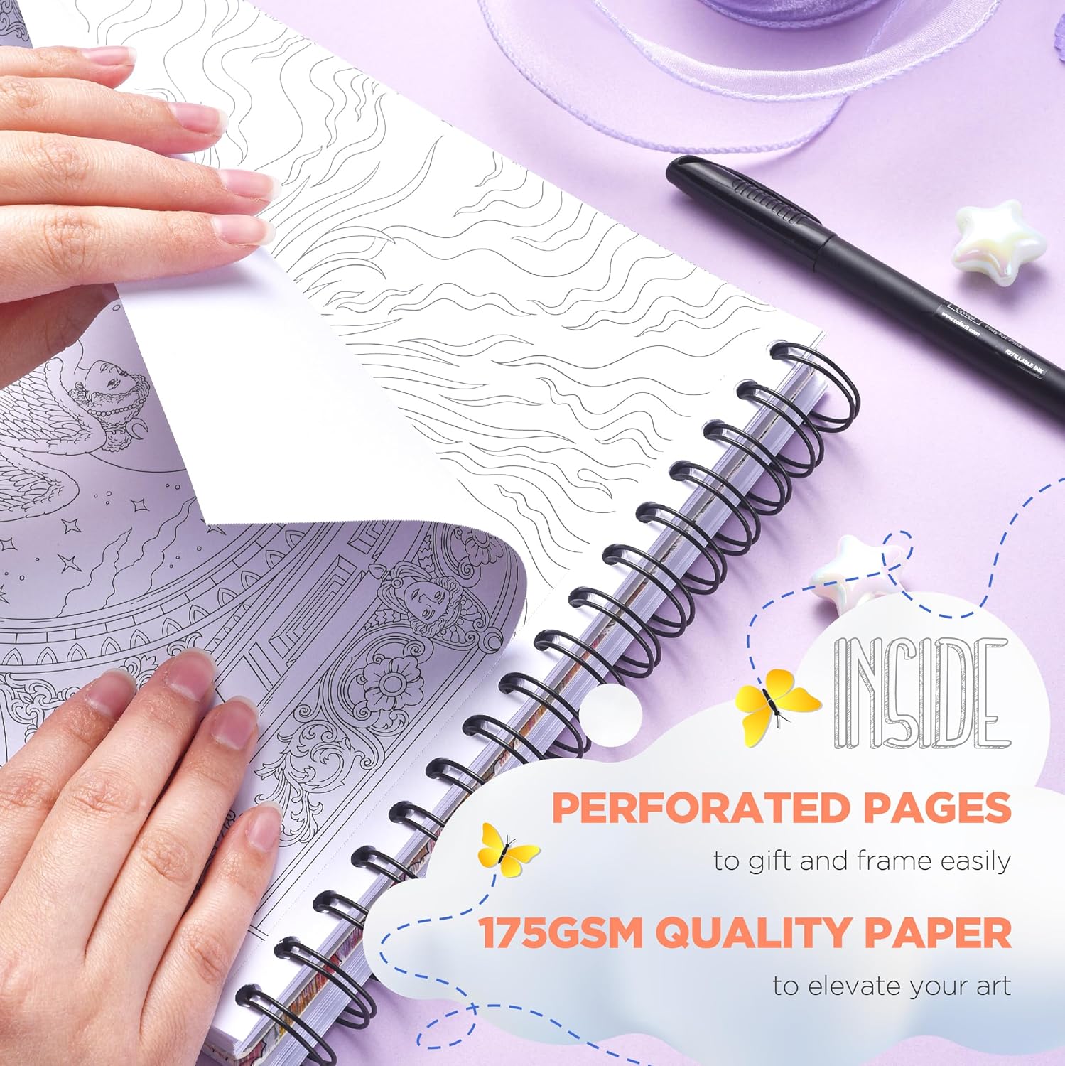 ColorI Angel Undefine Spira Boun Adul Colorin Book 5 Origina Illustration o Celestia Cherub an Archangel Thic Paper Perforate Pages Har Boo Covers In Blotte Paper