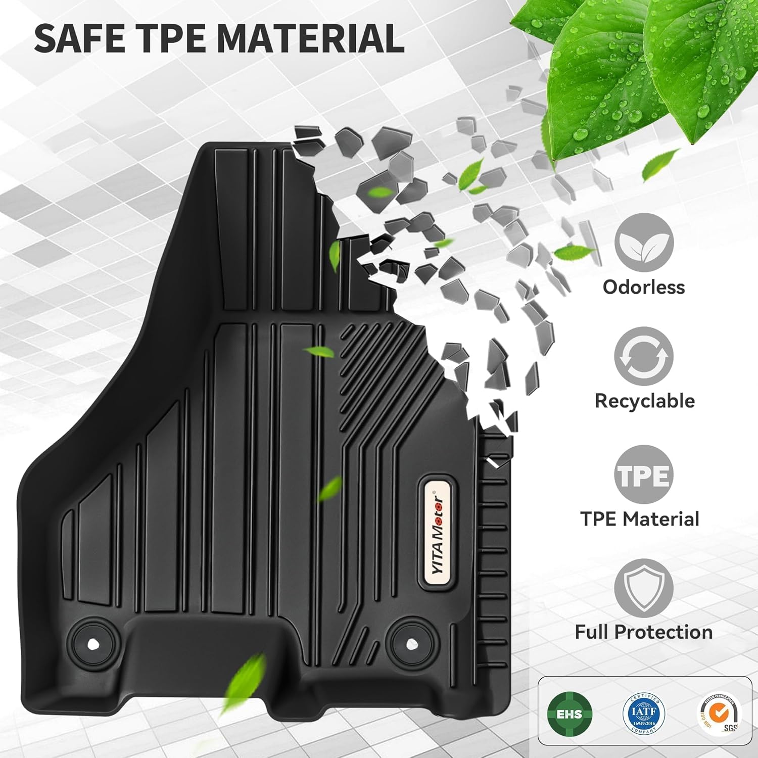 YITAMOTOR Floor Mats Fit for 2019-2025 2026 Ram 2500/3500 Crew Cab, TPE All Weather Dodge Ram 2500/3500 Floor Mats Include 1st & 2nd Row, Black