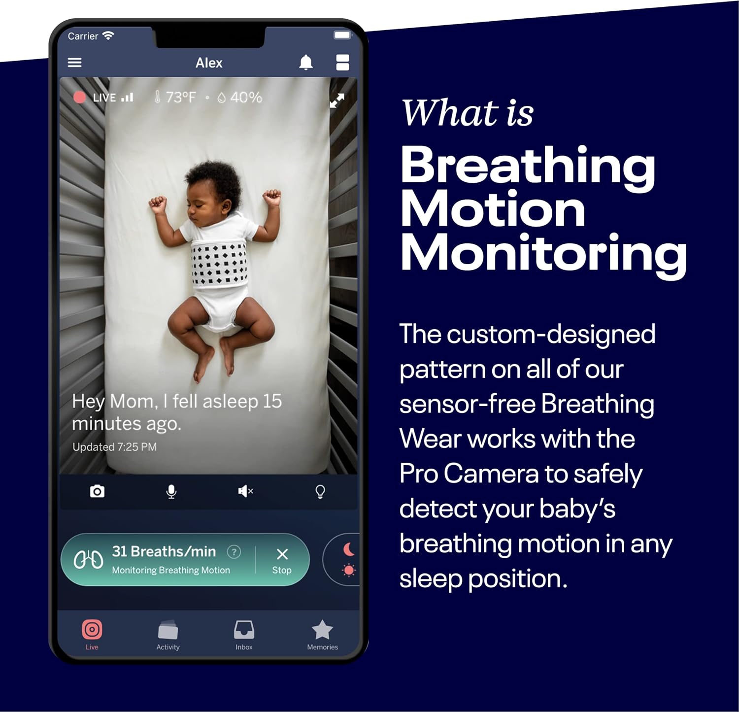 Nani Breathin Wea Ban 100 Cotton Work wit Nani Pr Bab Monito t Trac Breathin Motio Sensor-Free