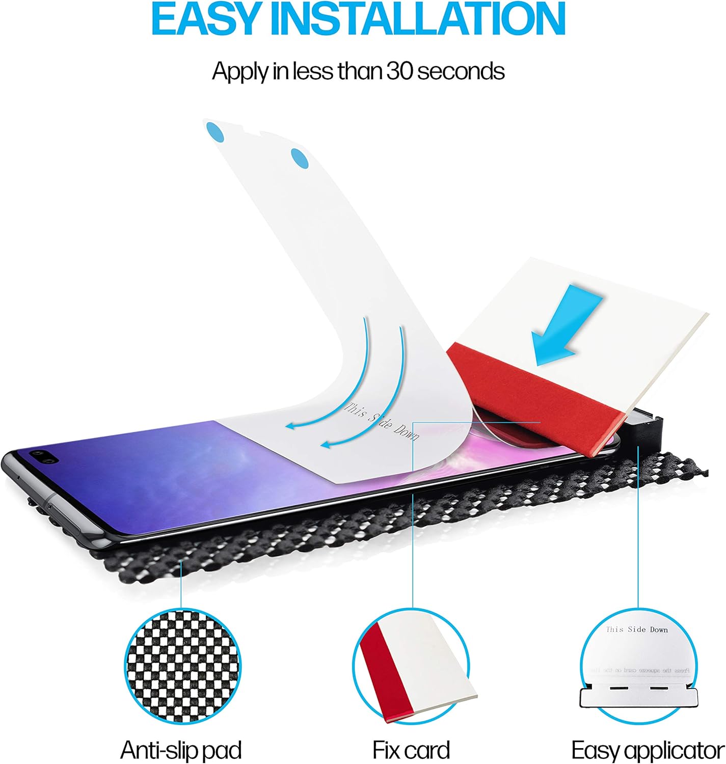 Power Theory Designed for Samsung Galaxy S10 PLUS Screen Protector [Not Glass], Easy Install Kit, Case Friendly, Full Cover, Flexible Film Anti Scratch, 2 Pack