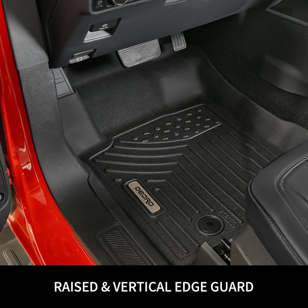 OEDRO Floor Mats Fits for 2014-2018 Chevrolet Silverado/GMC Sierra 1500 Double Cab, 2019 Silverado LD/Sierra Limited; 2015-2019 2500HD/3500HD, All Weather Guard 1st and 2nd Row Custom Fit Liners