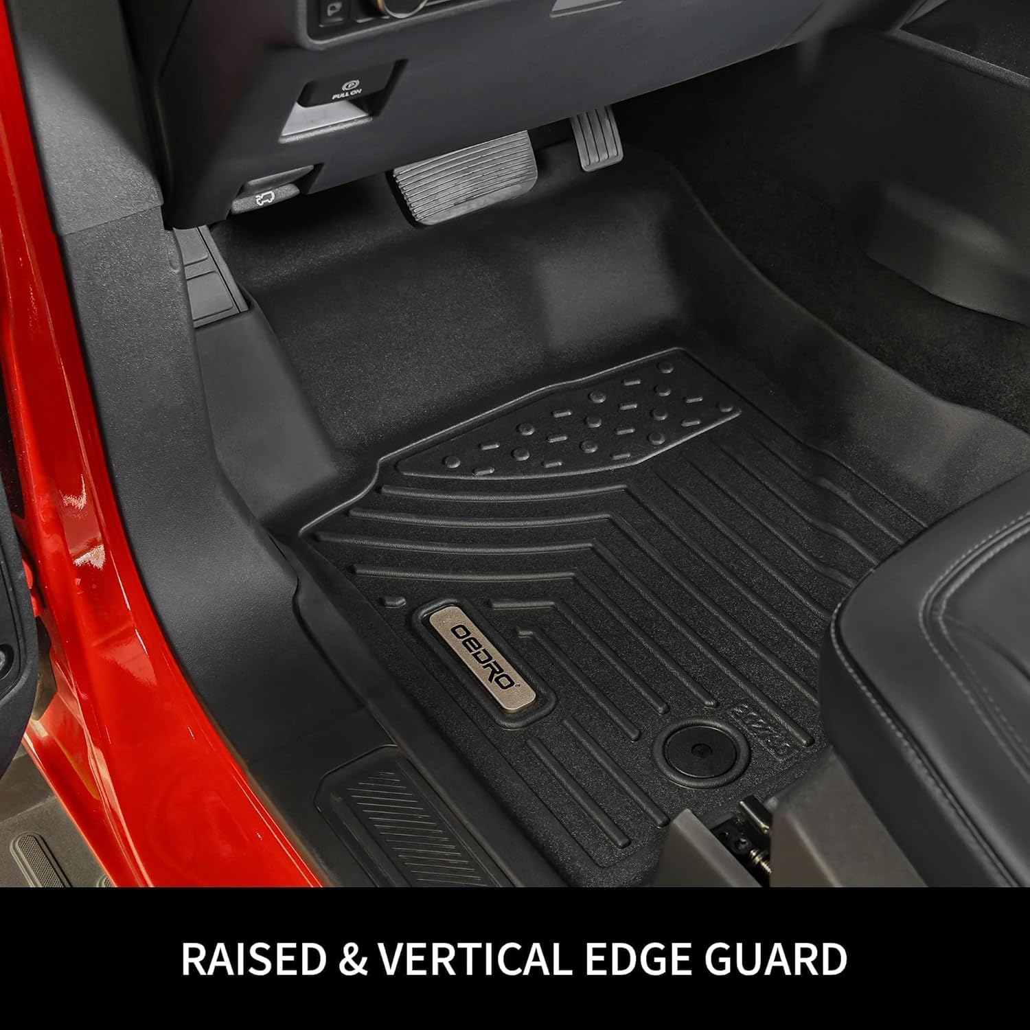 OEDRO Floor Mats Fits for 2014-2018 Chevrolet Silverado/GMC Sierra 1500 Double Cab, 2019 Silverado LD/Sierra Limited; 2015-2019 2500HD/3500HD, All Weather Guard 1st and 2nd Row Custom Fit Liners