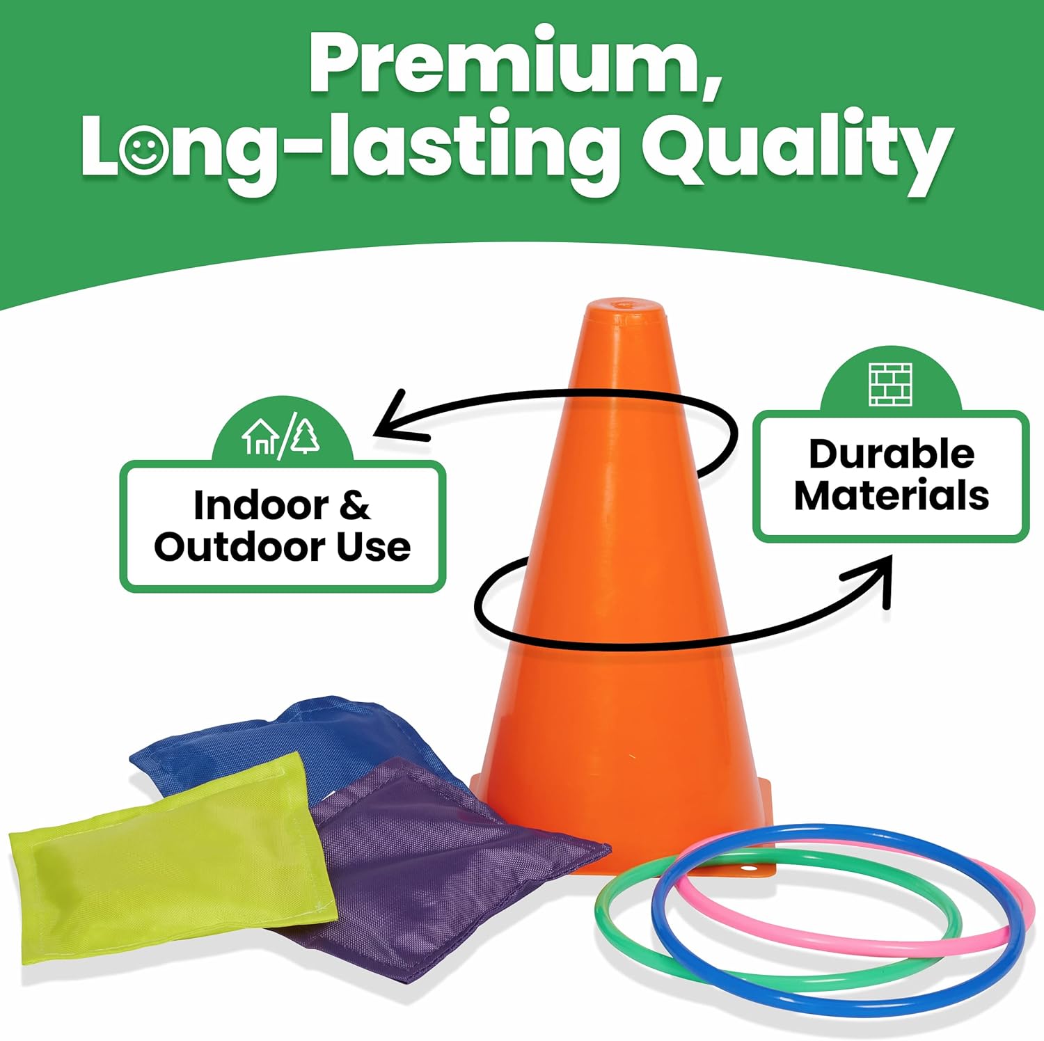 Prexte Multicolore 3-in- Yar Gam Se Rin Tos Game Bea Bags Cone Outdoo Toy fo Toddler Kids Children' Indoo Play Famil Fu Carniva Games Kid Part Cornhol Set Law Games
