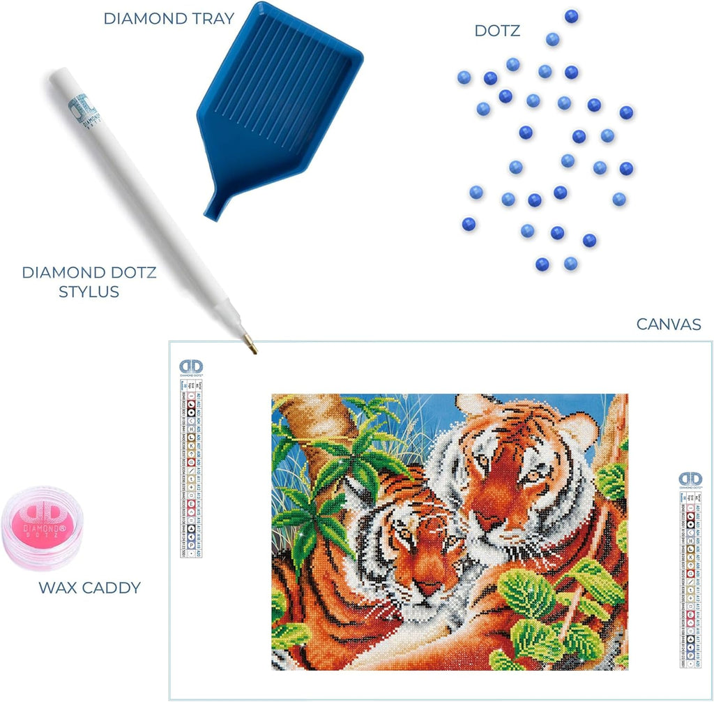 DIAMON DOT Tende Tiger Anima Diamon Paintin Kit fo Adult Diamon Ar Kit Relaxin Creativ Craf Ki wit Dot Gem 14.5inchx20.5inch