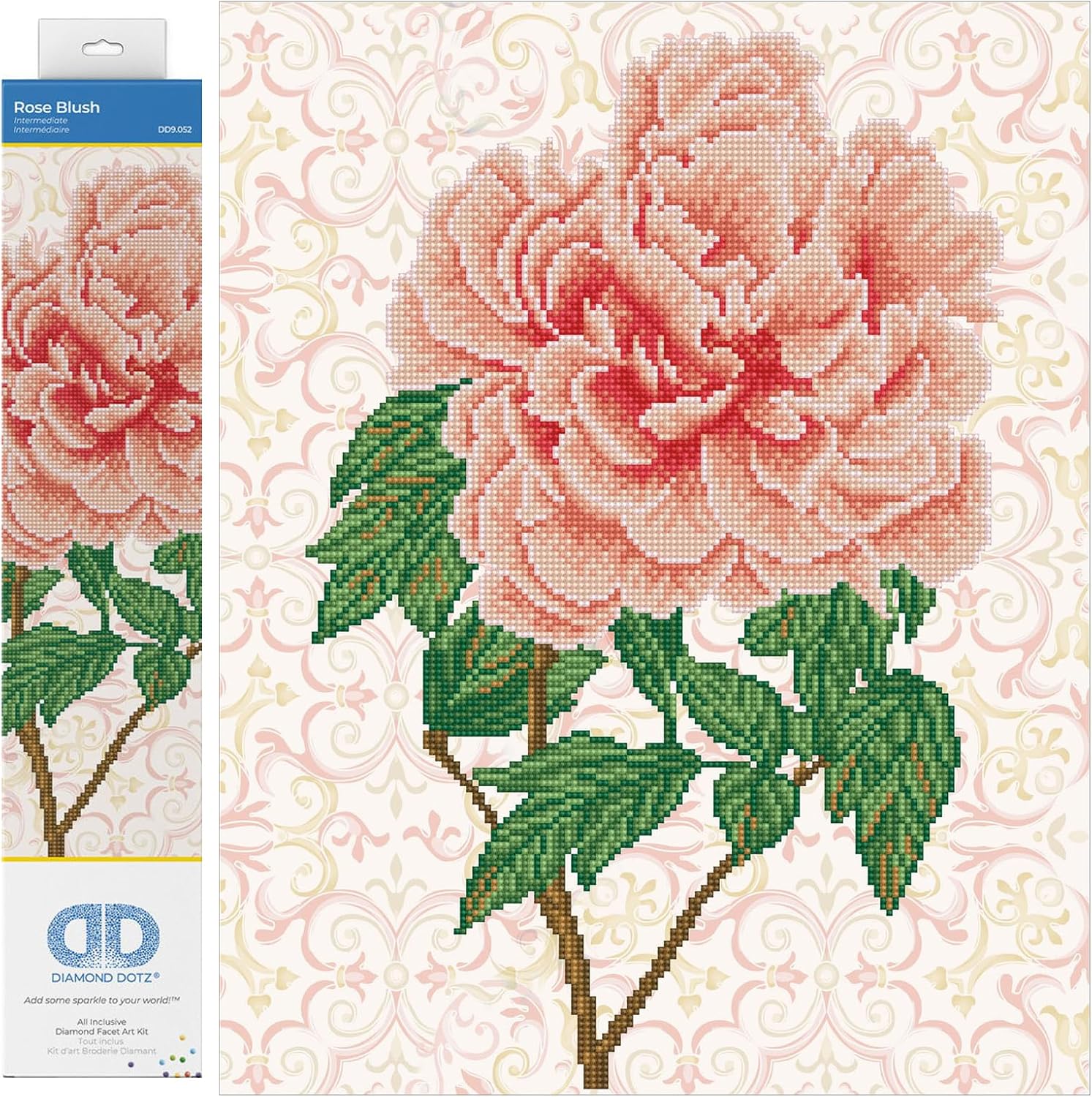 DIAMON DOT Ros Blus Flowe Diamon Paintin Kit fo Adult Diamon Ar Kit Relaxin Creativ Craf Ki wit Dot Gem 15.7inchx19.7inch