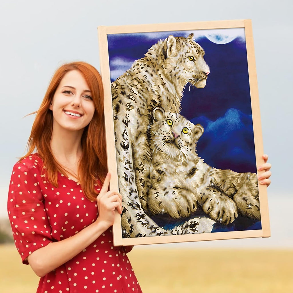 DIAMON DOT Sno Leopard Anima Diamon Paintin Kit fo Adult Diamon Ar Kit Relaxin Creativ Craf Ki wit Dot Gem 30.3inchx20.5inch