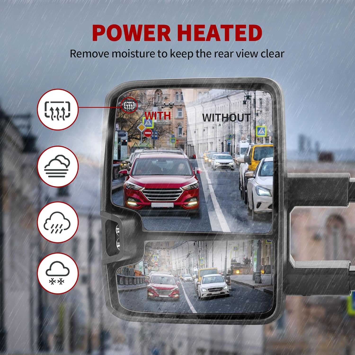 YITAMOTOR Towing Mirrors Compatible with 2007-2014 Silverado Sierra 1500 2500 3500 HD/Avalanche/Suburban, Power Heated Manually Folding Switchback Turn Signal Light Running Lights (Black inside)