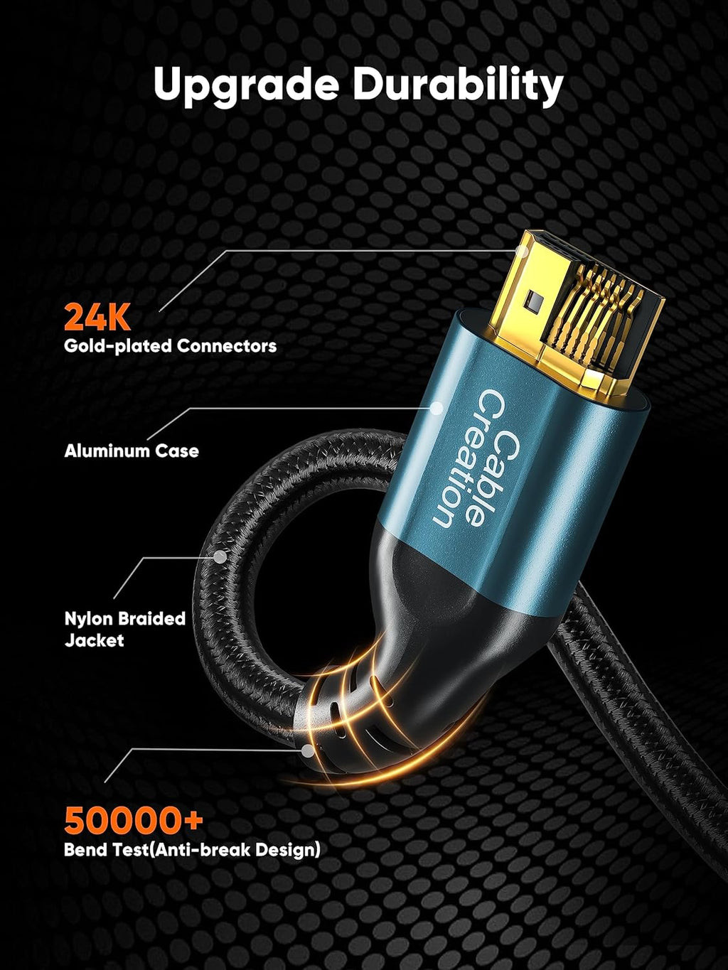 8K HDMI Cable 10ft, 48Gbps for PS4, HDTV, Monitor, Project, Support eARC, eARC HDR HDCP 2.2 2.3