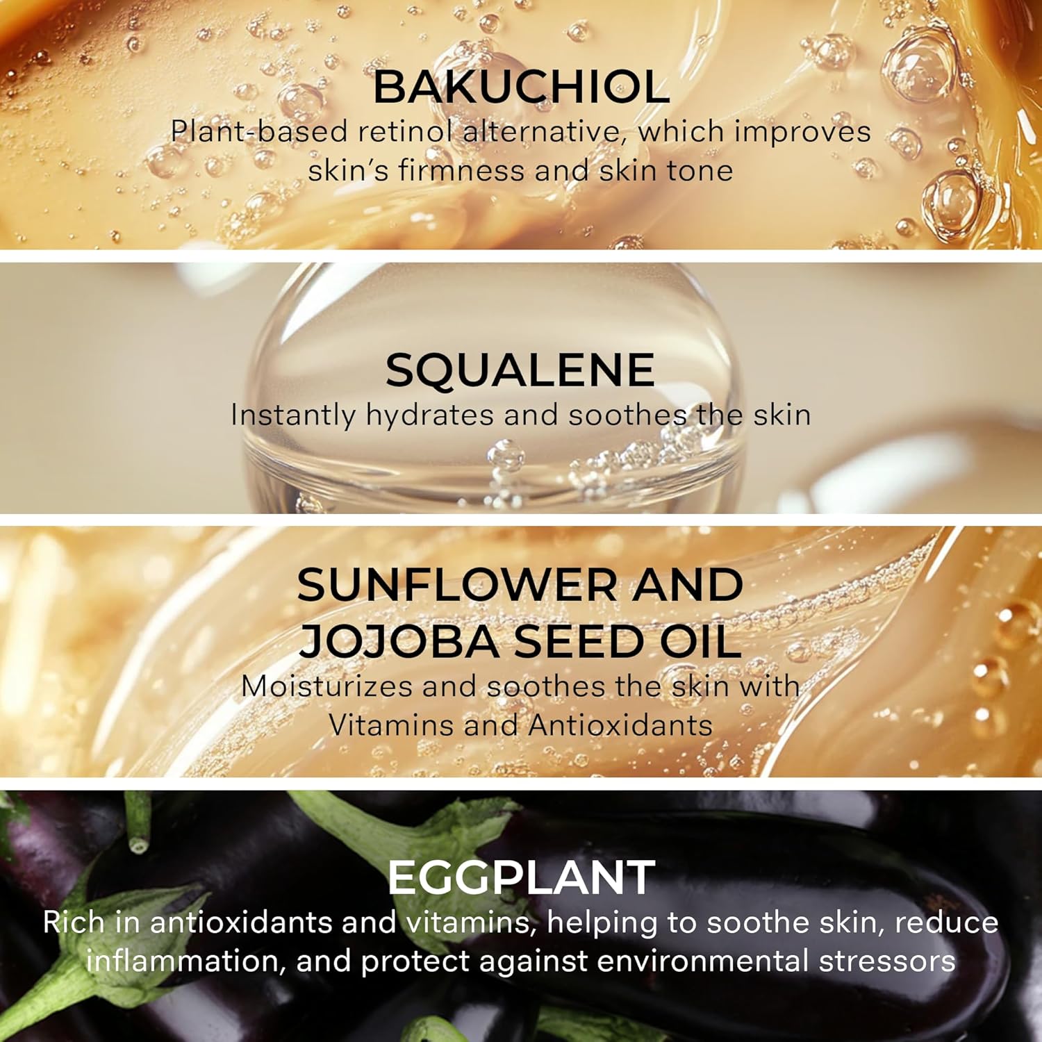 COSMEDI Bakuchio Complet Plant-Base Retino Alternativ Fac Seru Hydratin Seru fo Fin Lines Wrinkle Uneve Ski Ton Facia Ski Car fo Brighter Firme Fresh-Lookin Skin