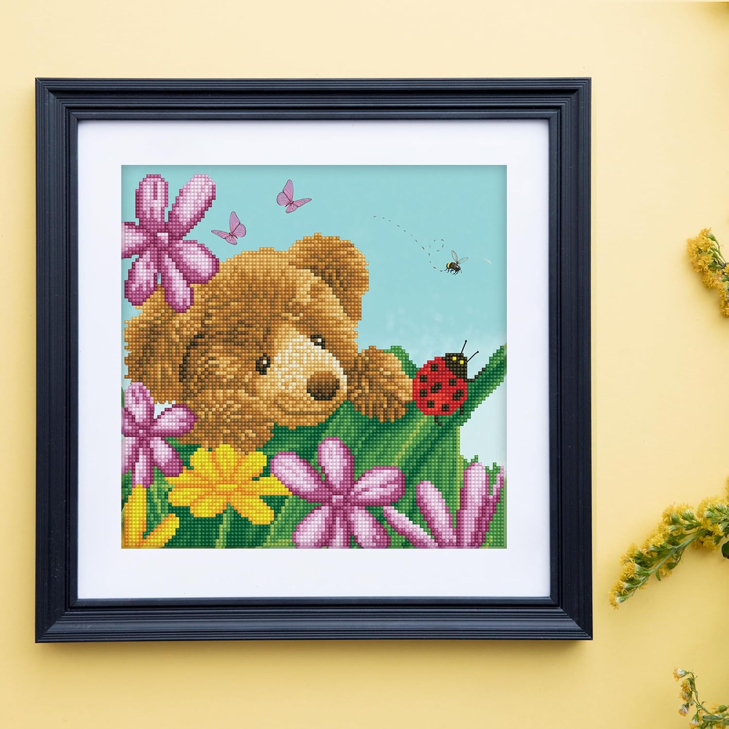 DIAMON DOT Hone Po Bea Hid See Anima Diamon Paintin Kit fo Adult Diamon Ar Kit Relaxin Creativ Craf Ki wit Dot Gem 12inchx12inch