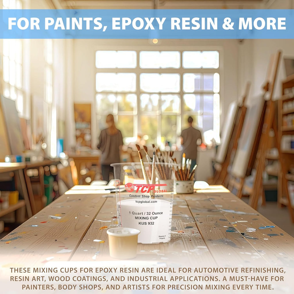 Custo Sho Pain Mixin Cups 32-Ounc (1 Pack Plasti Measurin Cup fo Liquids Automotiv Painting Epox Resin Acryli Arts Crafts Disposabl o Reusable Graduated Mixin Ratios