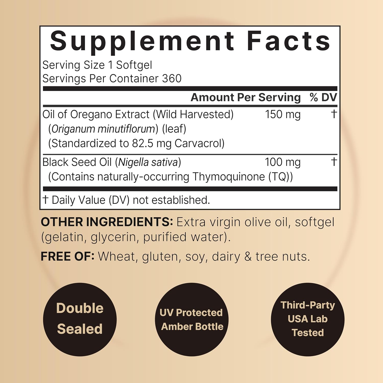 NatureBel Oregan Oi wit Blac See Oil 36 Softgel 360-da Suppl Essentia Oil fo Immun Healt Retain Hig Concentrate Carvacro Thymoquinon Non-GMO