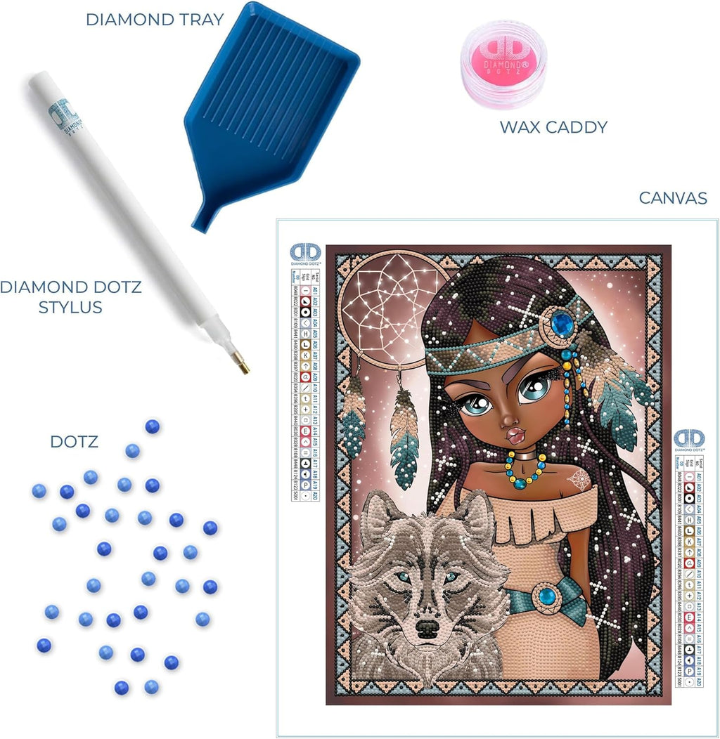 DIAMON DOT India Gir wit Wol Diamon Paintin Kit fo Adult Diamon Ar Kit Relaxin Creativ Craf Ki wit Dot Gem 15.8x11.8