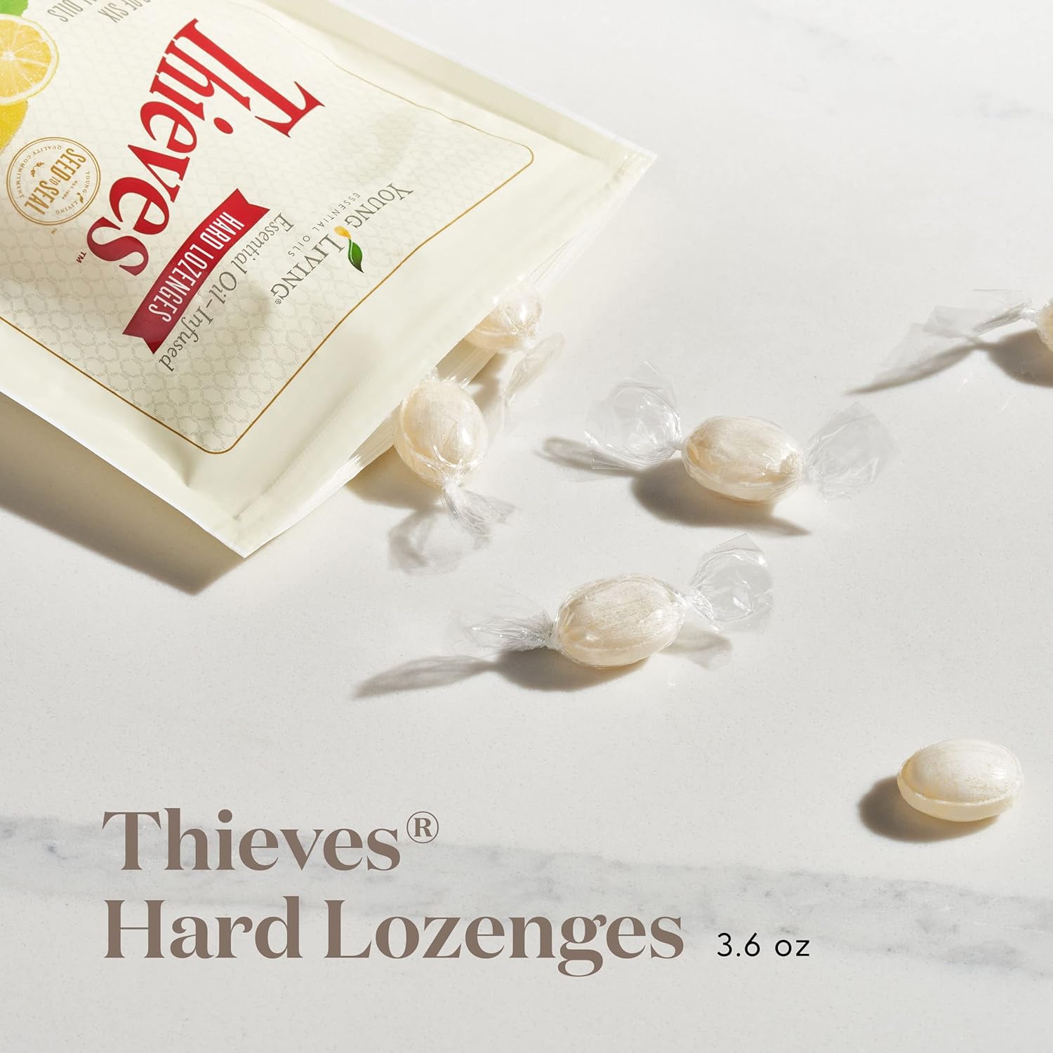 Youn Livin Thieve Har Lozenges 3 c Sugar-Fre Relie fo Dr Mout Sor Throa Clove Lemon Peppermin Essentia Oil Gentl o Stomach