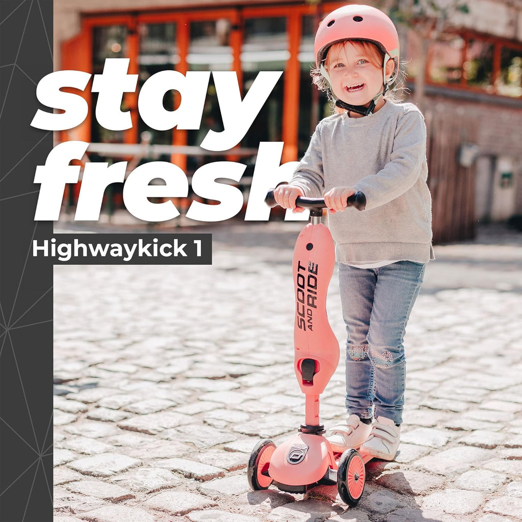 Scoot Ride 2-in-1 Ride-On Stand Kids Scooter, Ages 1 to 5, Highwaykick 1, Peach
