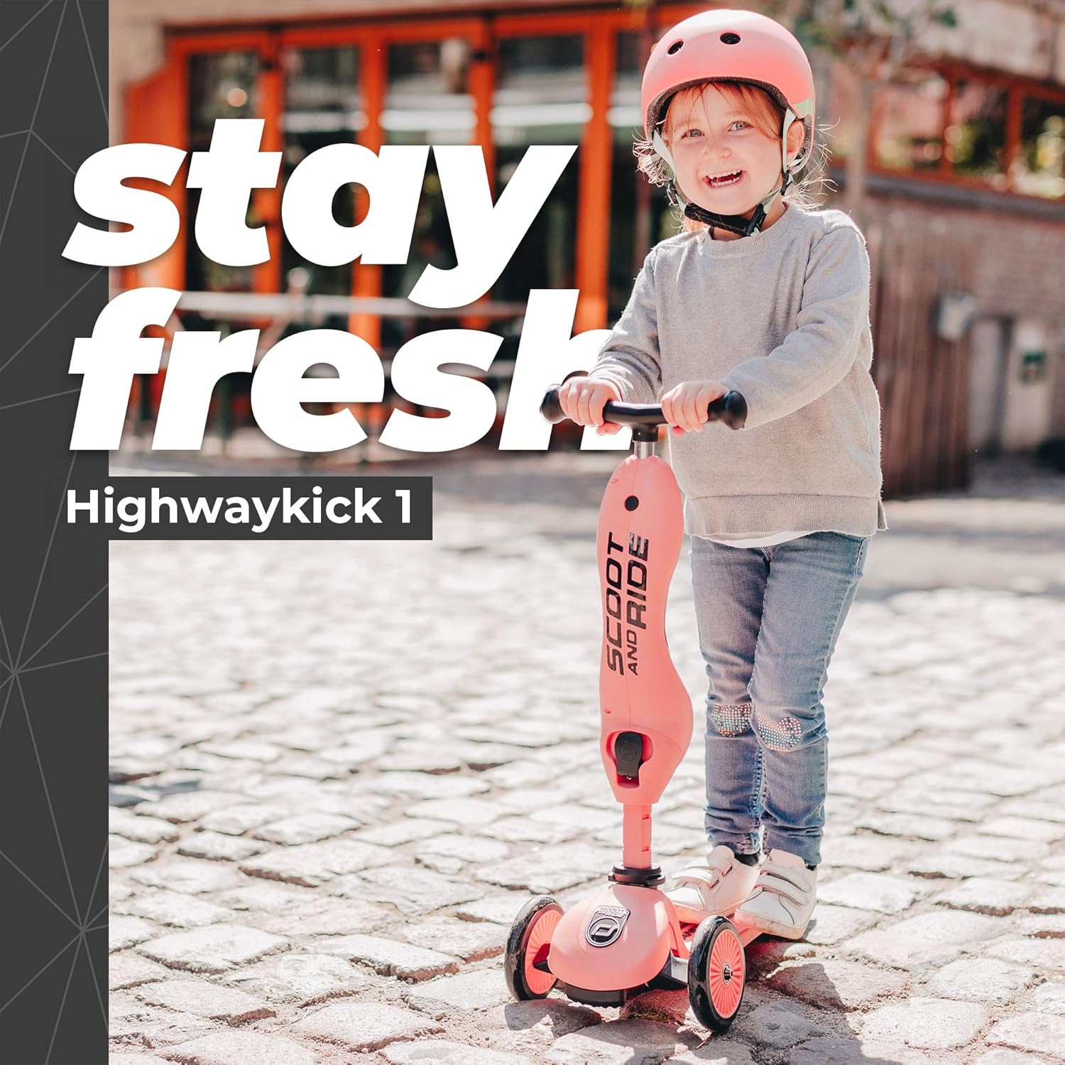 Scoot Ride 2-in-1 Ride-On Stand Kids Scooter, Ages 1 to 5, Highwaykick 1, Peach
