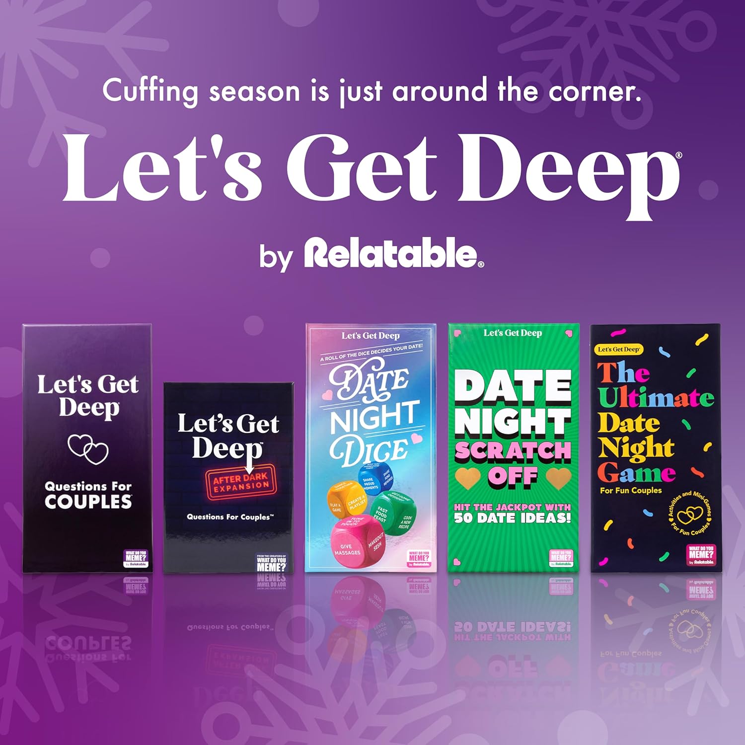 The Ultimate Date Night Game by Relatable, Great for Couples Games and Stay at Home Date Night Ideas, From The Makers of Let's Get Deep Relationship Card Game, Includes 300 Cards Spinner