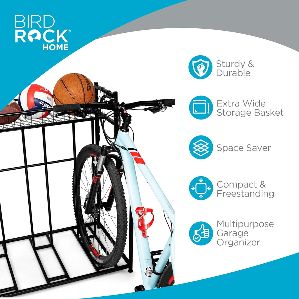 BIRDROC HOM Bik Rac Garag Storag Floo Stan Freestandin Organize fo Outdoo Yar Uprigh Wal Moun fo Scooters Rakes Motorcycles Hoverboards Glove Hold Bicycl Black